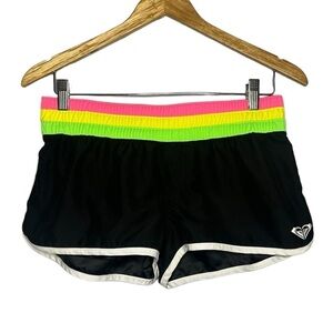 Roxy Y2K Micro Mini Shorts with Neon Striped and Keychain Zipper 5 (Small)